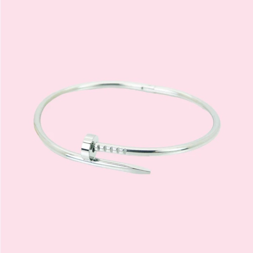Nail Clamp Silver Bracelet